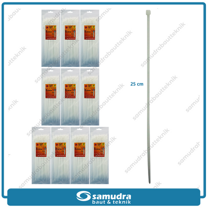 Paket 10 set JP Kabel Ties 3.6 x 250 mm Putih