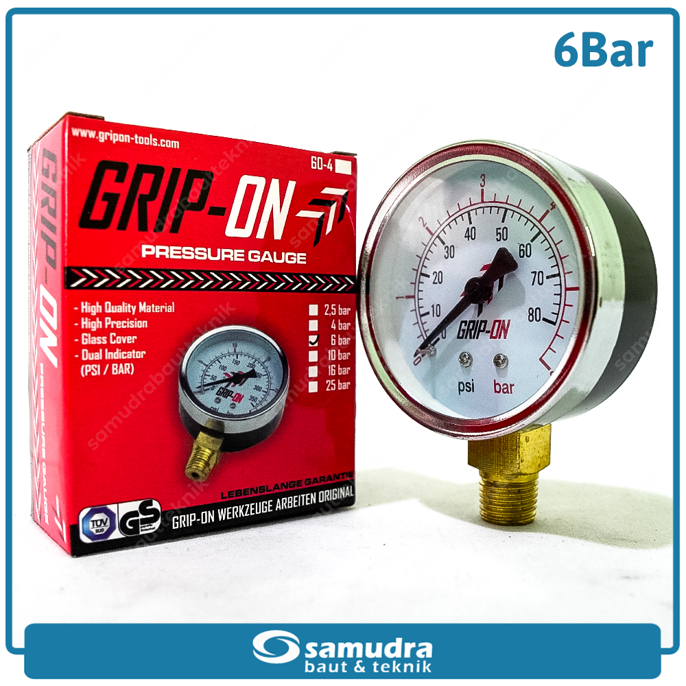GRIPON 60-406 Alat Ukur Tekanan Angin Lonceng 6 bar