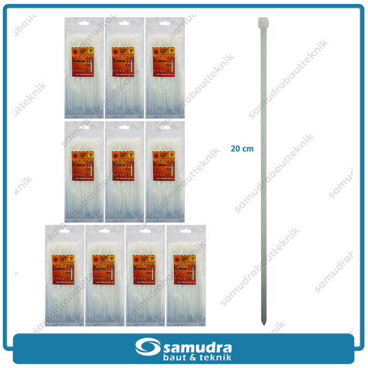 Paket 10 set JP Kabel Ties 3.6 x 200 mm Putih
