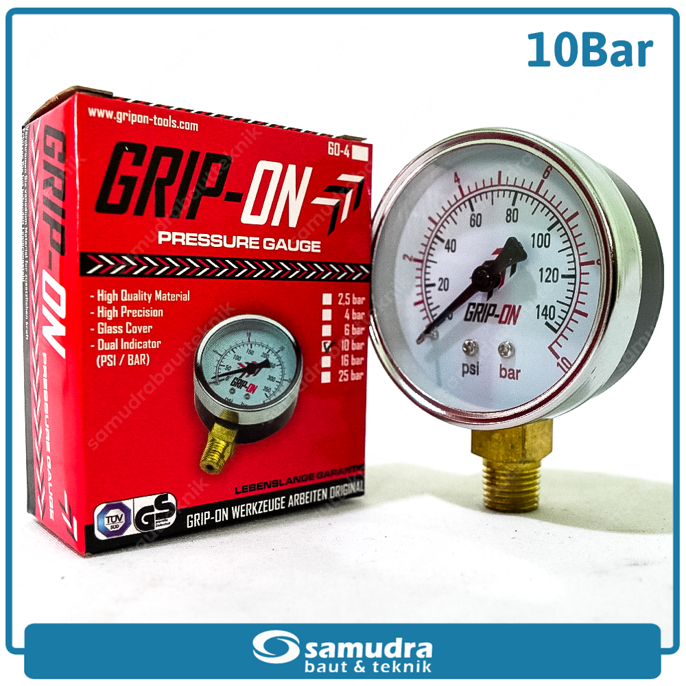 GRIPON 60-410 Alat Ukur Tekanan Angin Lonceng 10 bar