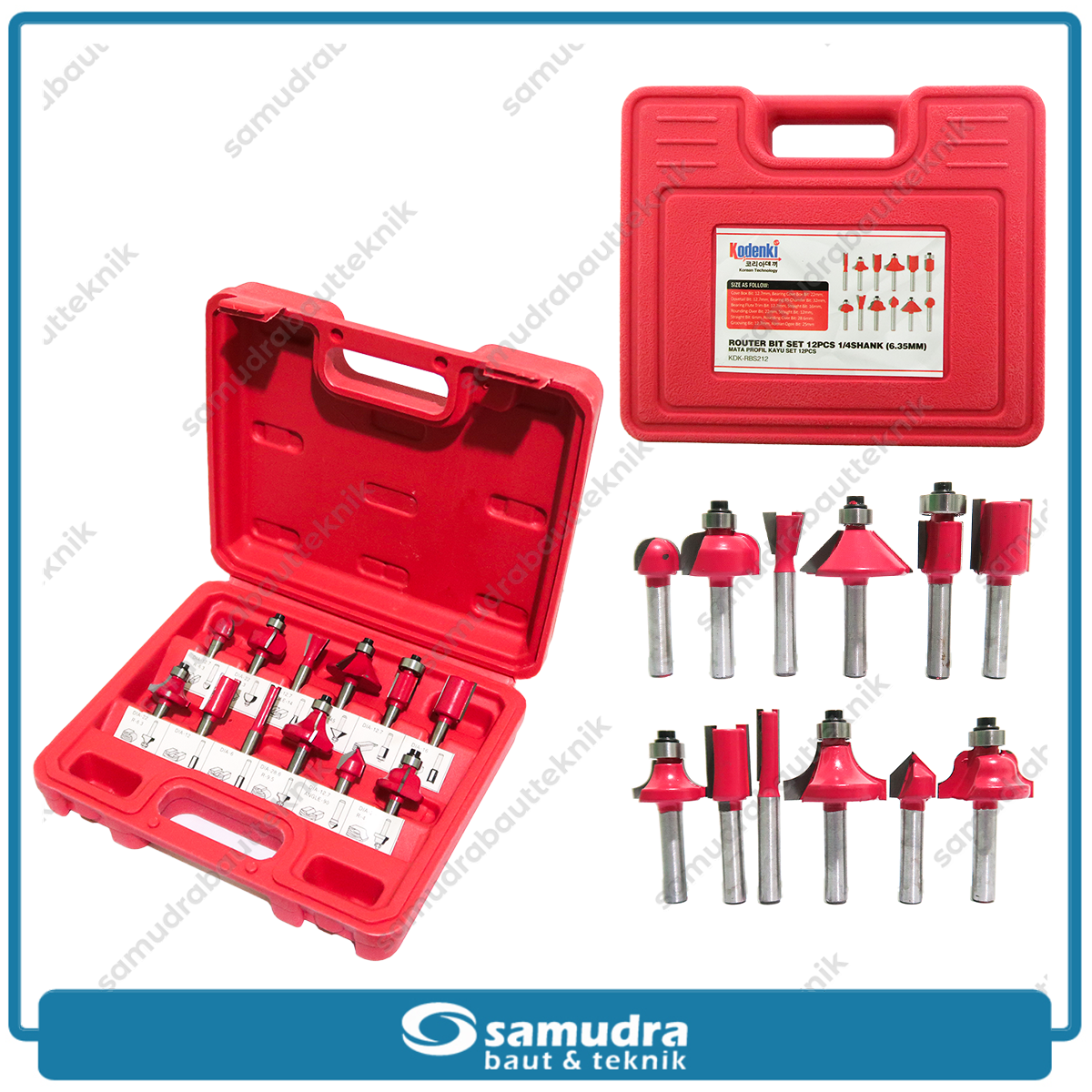 KODENKI KDK-RBS212 Mata Profil Set 12 pcs / Router Bit / Trimmer Bit 1/4"