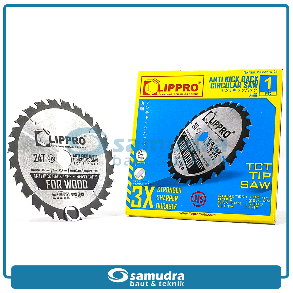 LIPPRO 2908AKB7-24 Mata Potong Kayu 7"x24T Tanduk / AKB Circular Saw Blade