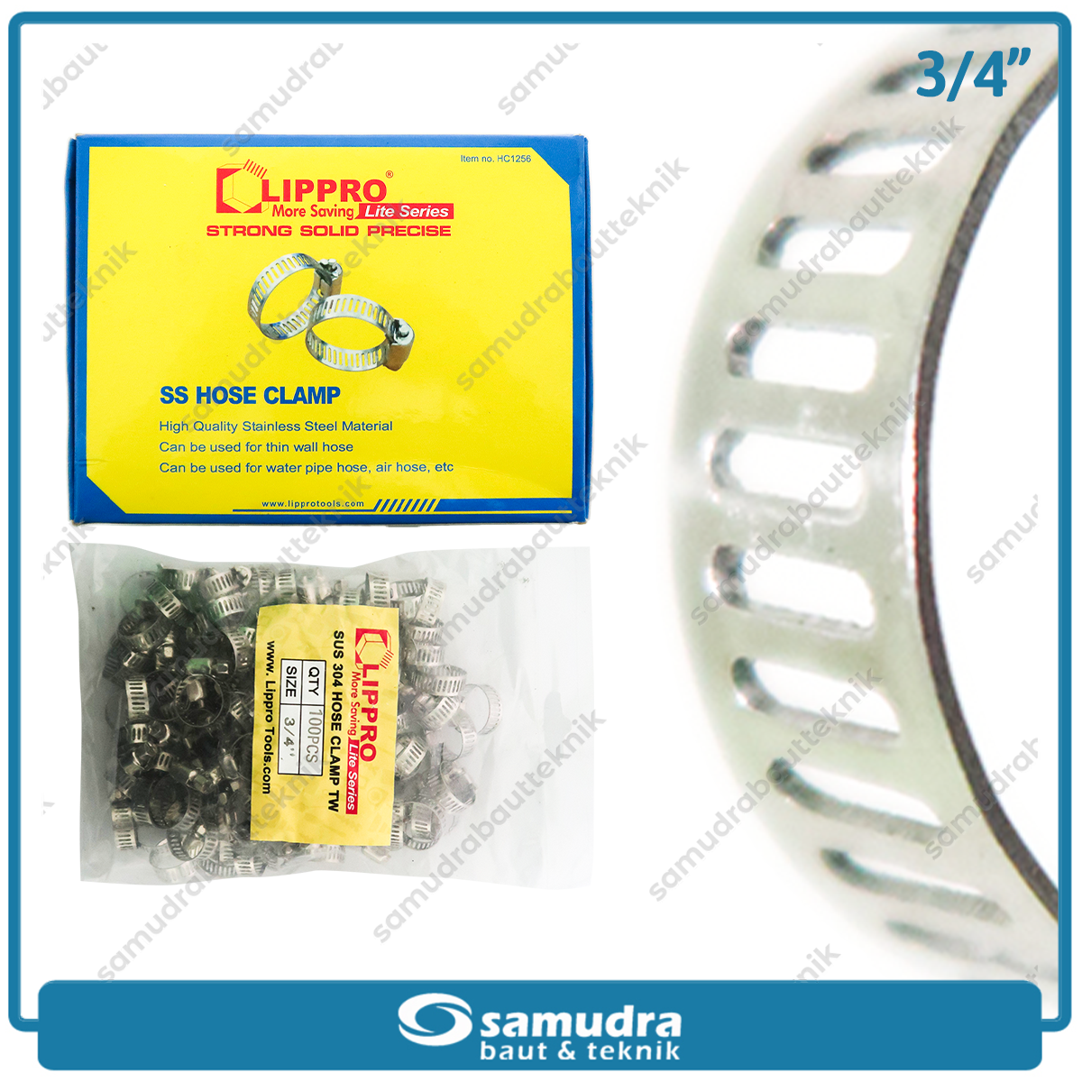 LIPPRO Klem Selang 3/4" Inch Ss Hose Clamp Taiwan - Isi 100 Pcs