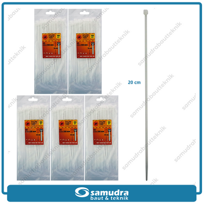Paket 5 Set JP Kabel Ties 2.5 x 200 mm Putih