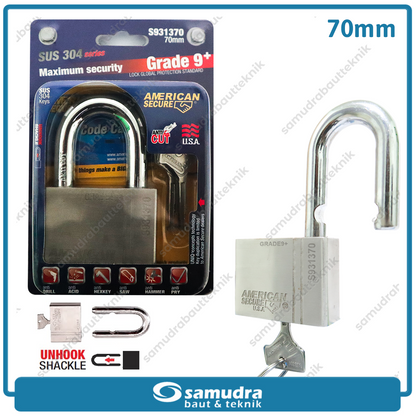 AMERICANSECURE Gembok 70 mm Short / Gembok Leher Pendek