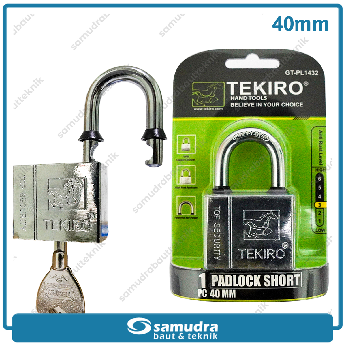 TEKIRO GT-PL1432 Gembok 40 mm Short / Gembok Leher Pendek