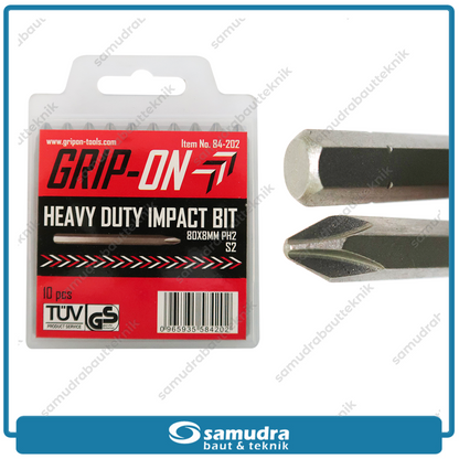 GRIP ON 84-202 Mata Obeng Ketok Ph 2 Heavy Duty Impact Set 10 Pcs