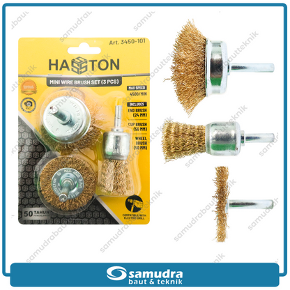 HASSTON 3450-101 Sikat Baja Gerinda Set 3 pcs