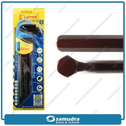 LIPPRO 161-S8 Kunci L Set Panjang Extra Long Flat 8 Pcs 2-10 mm