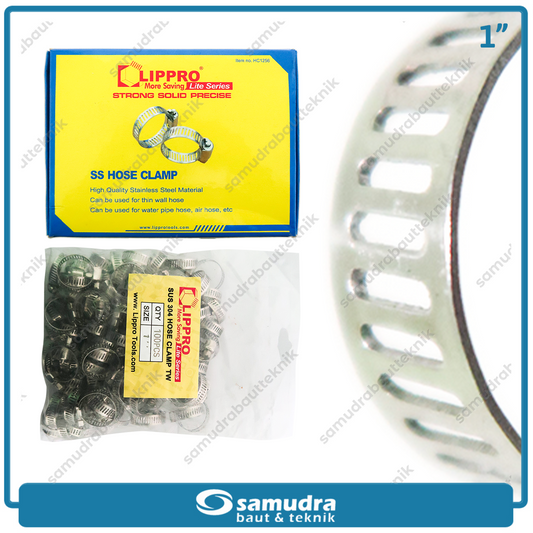 LIPPRO Klem Selang 1" Inch Ss Hose Clamp Taiwan - Isi 100 Pcs
