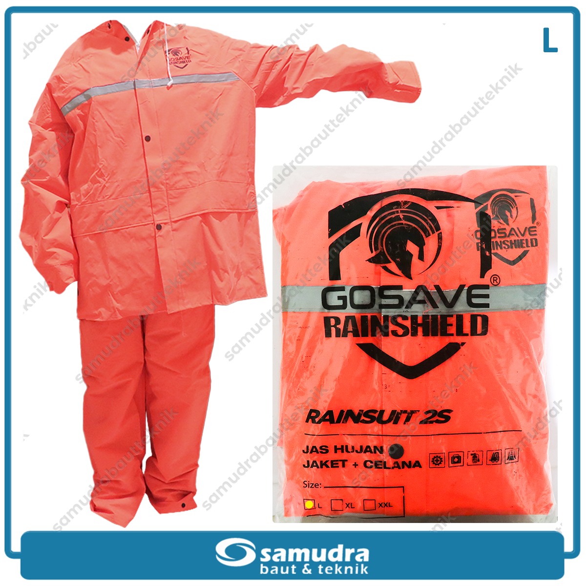GOSAVE RAINSHIELD 2S Jas Hujan Baju Celana (L) Oranye