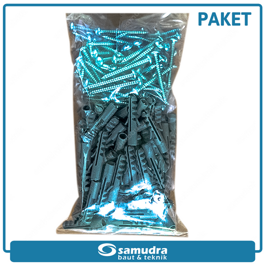 PAKET JP S6 Angkur Skrup 100 Pcs Lubang Beton Dinding Bata Ringan Baut
