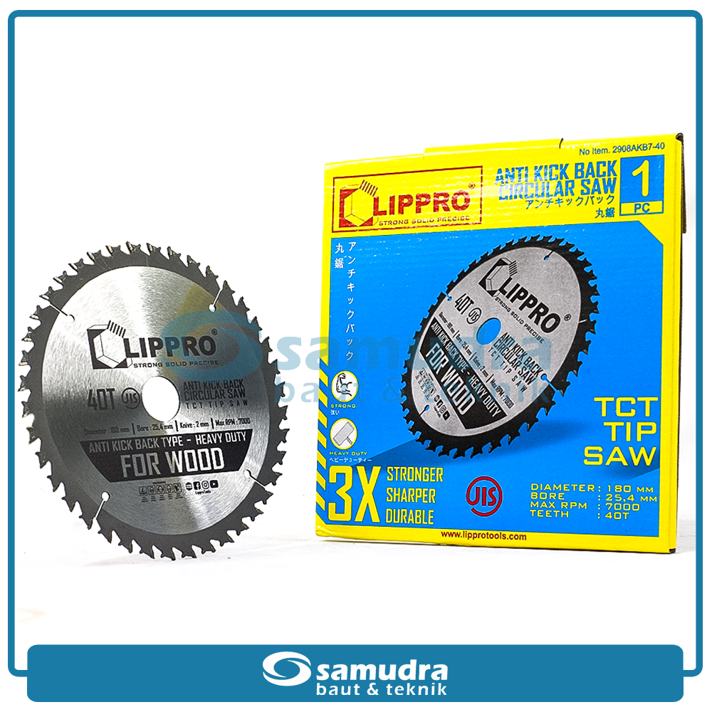 LIPPRO 2908AKB7-40 Mata Potong Kayu 7"x40T Tanduk / AKB Circular Saw Blade