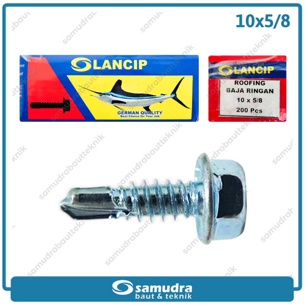 LANCIP 200 pcs Baut Baja Ringan 10 x 5/8 Sekrup Roofing Putih SDS Lion