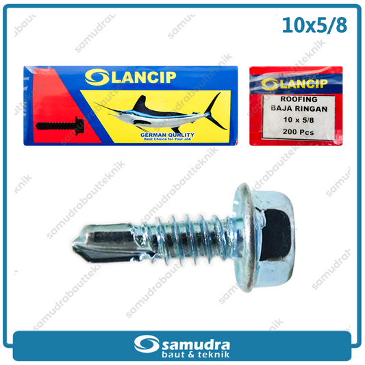 LANCIP 200 pcs Baut Baja Ringan 10 x 5/8 Sekrup Roofing Putih SDS Lion