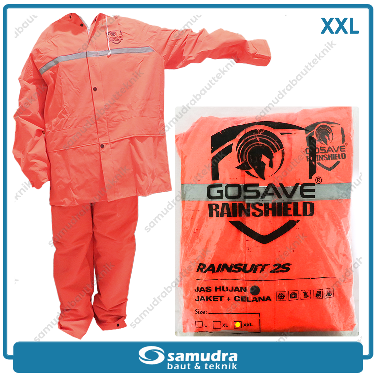 GOSAVE RAINSHIELD 2S Jas Hujan Baju Celana (XXL) Oranye