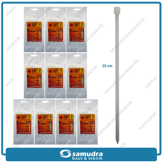 Paket 10 set JP Kabel Ties 2.5 x 100 mm Putih