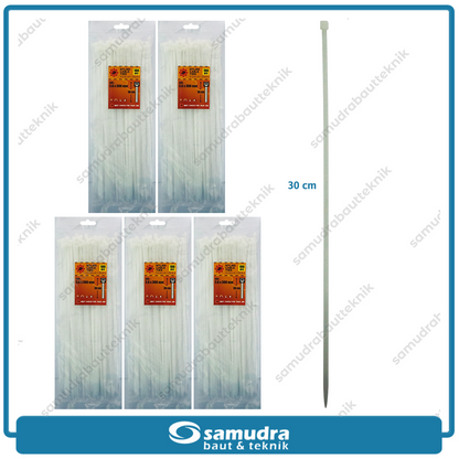 Paket 5 Set JP Kabel Ties 3.6 x 300 mm Putih