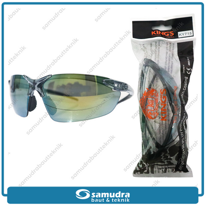 KINGS KY715 Kacamata Safety Hitam Yellow Mirror