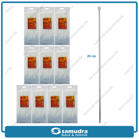 Paket 10 set JP Kabel Ties 2.5 x 200 mm Putih