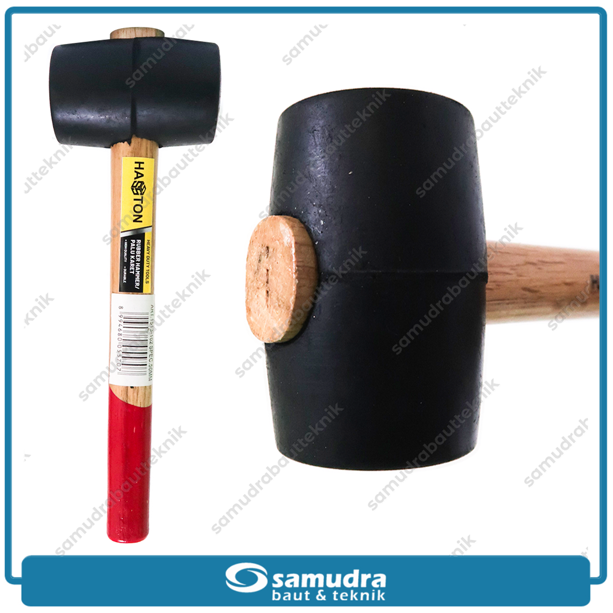 HASSTON 1513-102 Palu Karet Gagang Kayu 50 mm