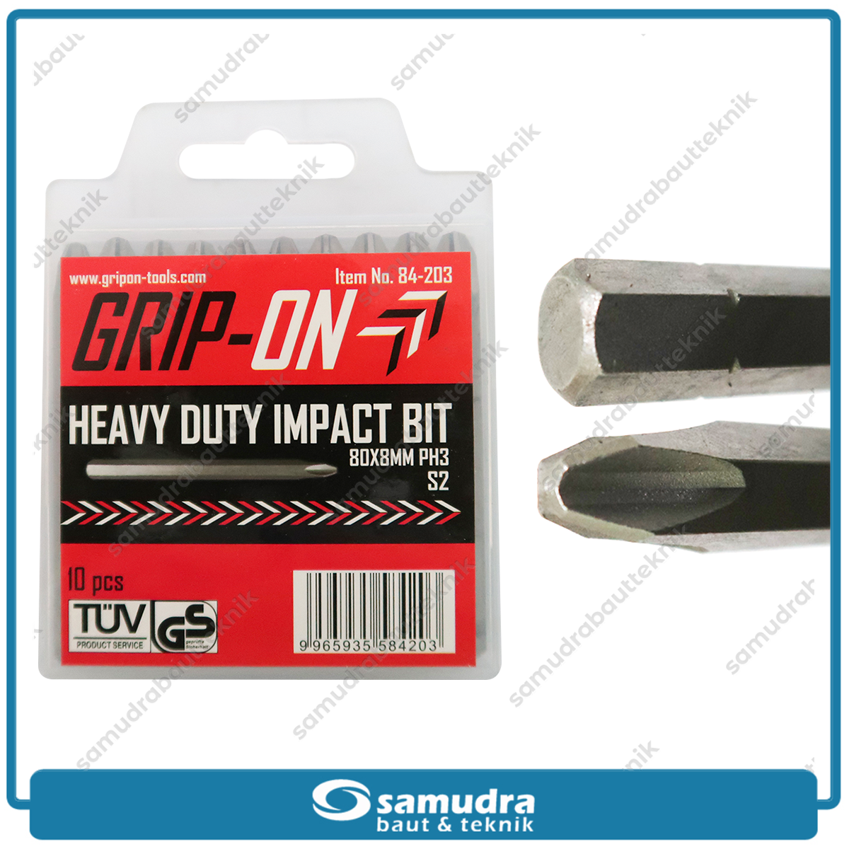 GRIP ON 84-203 Mata Obeng Ketok Ph 3 Heavy Duty Impact Set 10 Pcs