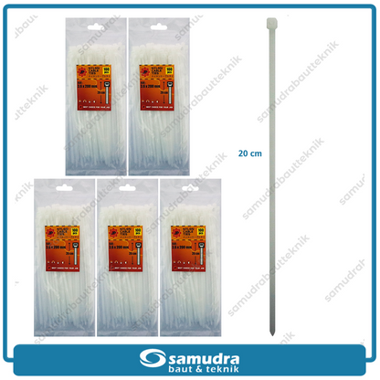 Paket 5 Set JP Kabel Ties 3.6 x 200 mm Putih