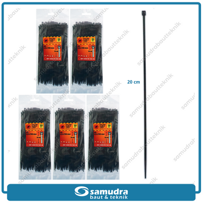 Paket 5 Set JP Kabel Ties 2.5 x 200 mm Hitam