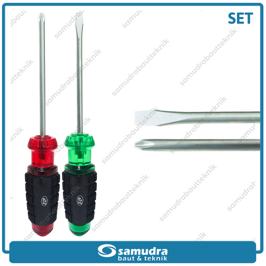 [PAKET] 2 Set Obeng Gg. Karet C. Grip "ATS" ACG1 5" (+) (-)