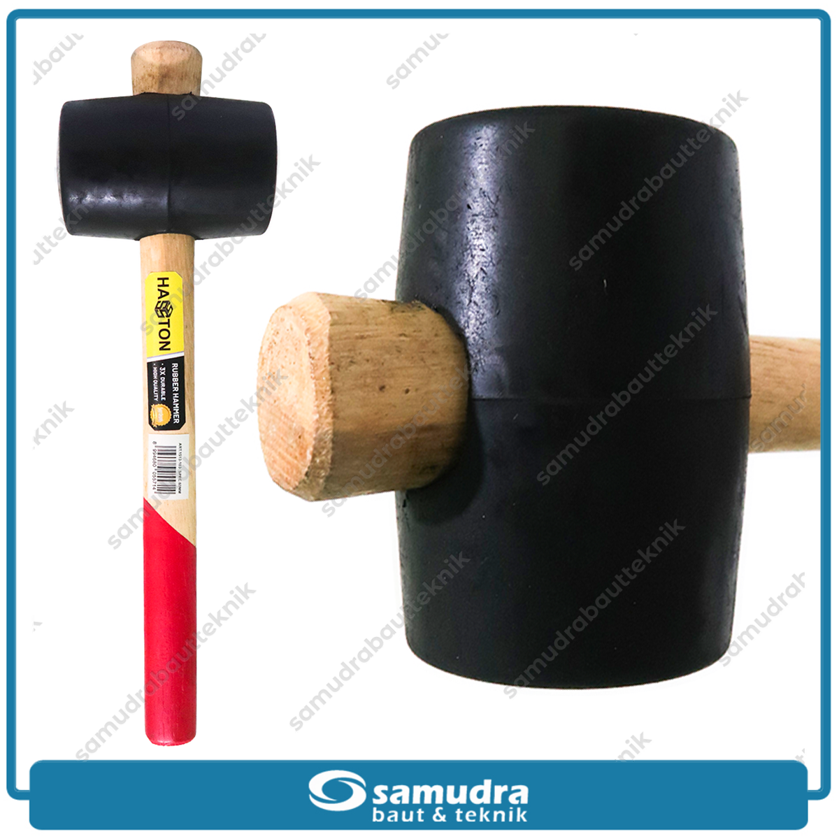 HASSTON 1513-103 Palu Karet Gagang Kayu 60 mm