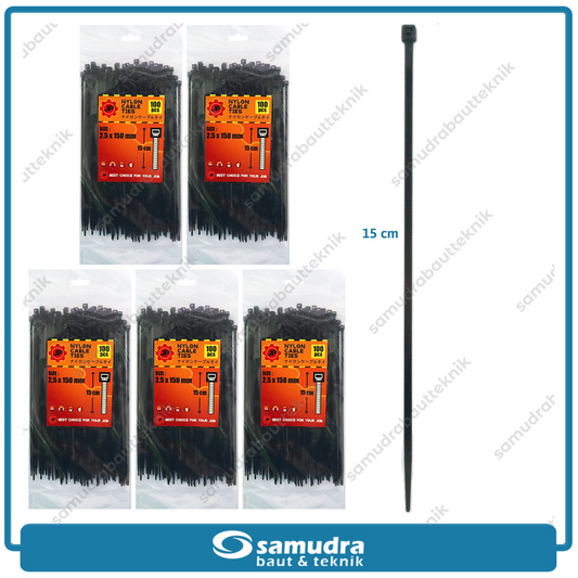 Paket 5 Set JP Kabel Ties 2.5 x 150 mm Hitam