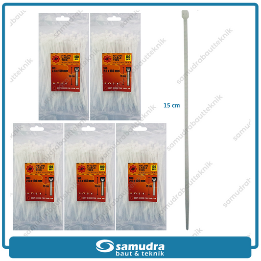 Paket 5 Set JP Kabel Ties 2.5 x 150 mm Putih