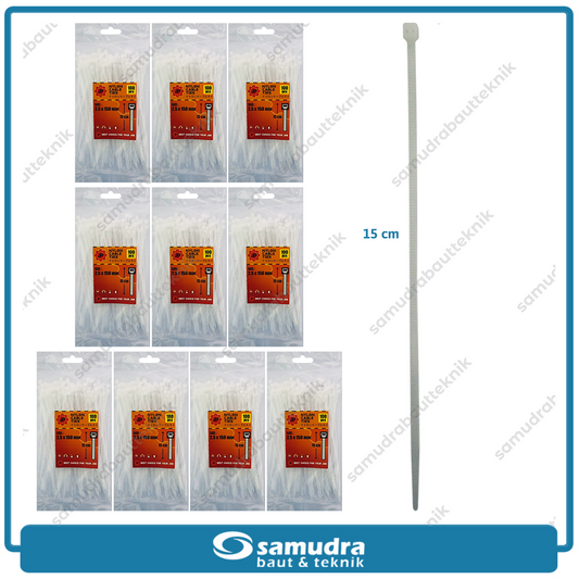 Paket 10 set JP Kabel Ties 2.5 x 150 mm Putih