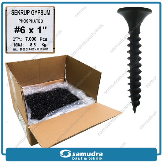 LION 7.000 pcs Sekrup Gypsum 6 x 1 Baut Drywall Hitam 25 mm Triplek Kayu Wall Screw Tajam