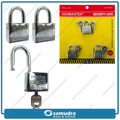 KENMASTER MK403 Gembok 40 mm Short Master Key Set 3 pcs GMBG-029