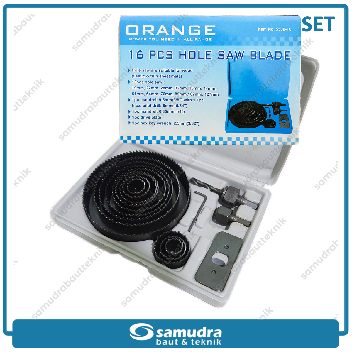ORANGE 5500-16 Hole Saw Set 16 pcs / Mata Bor Holesaw Kayu