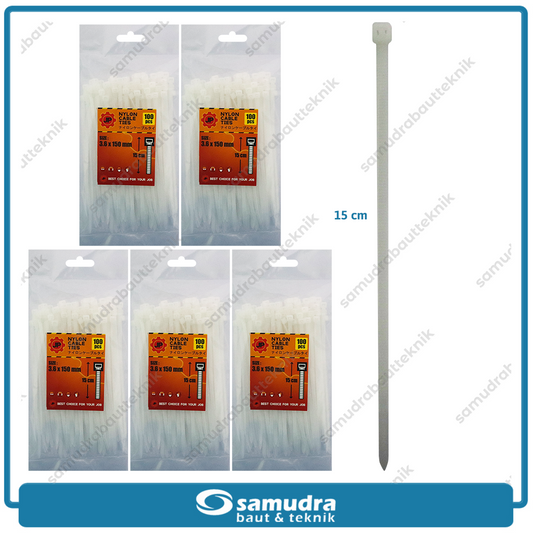 Paket 5 Set JP Kabel Ties 3.6 x 150 mm Putih
