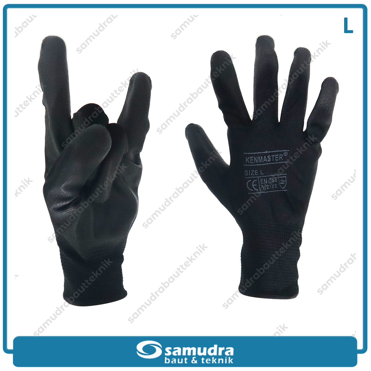 KENMASTER SRNG-132 Sarung Tangan Safety PU (L) Hitam Hitam KM-1001