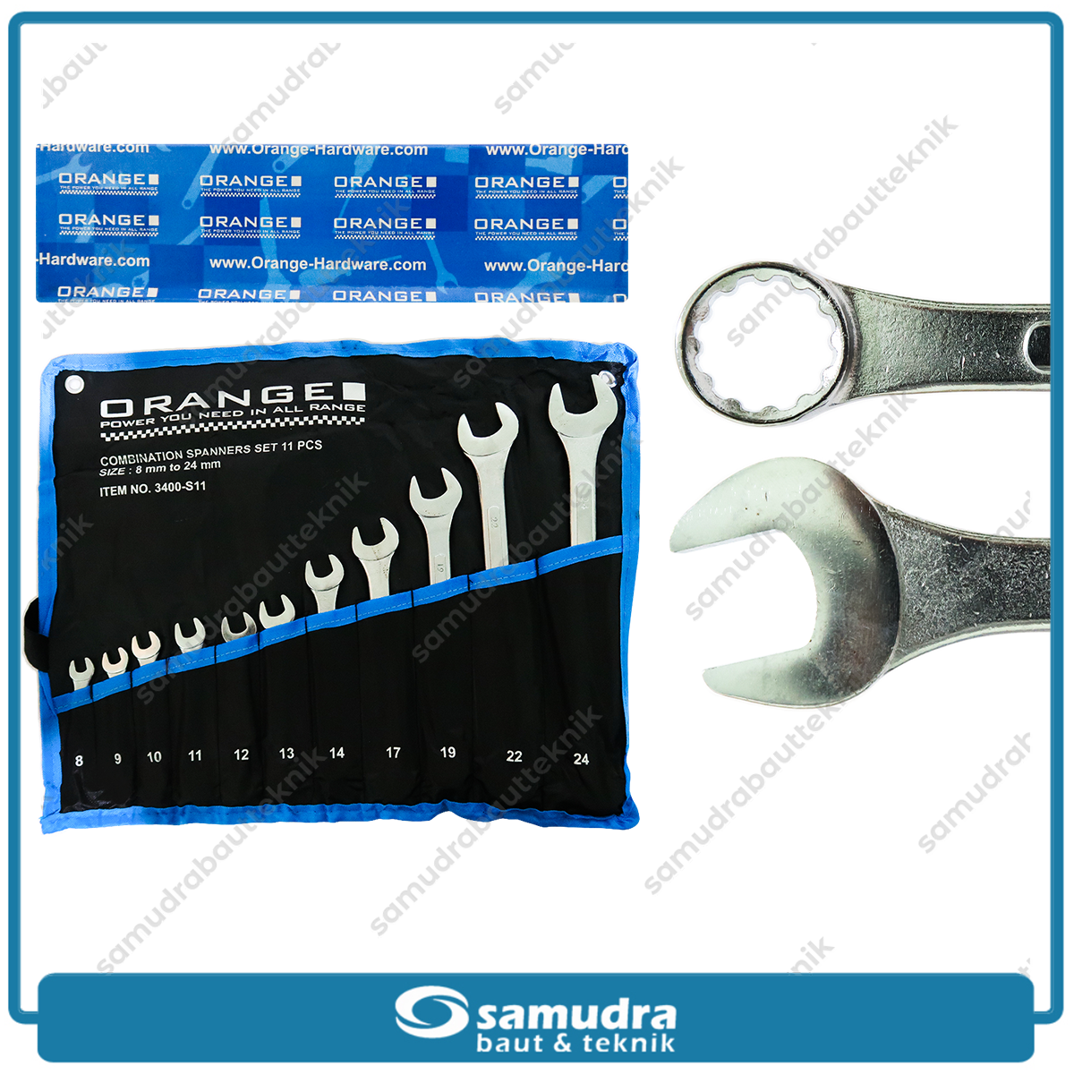 ORANGE 3400-S11 Kunci Ring Pas Set 11 pcs (8-24 mm)