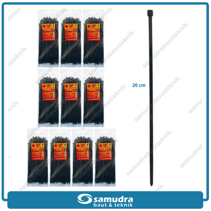 Paket 10 set JP Kabel Ties 3.6 x 200 mm Hitam