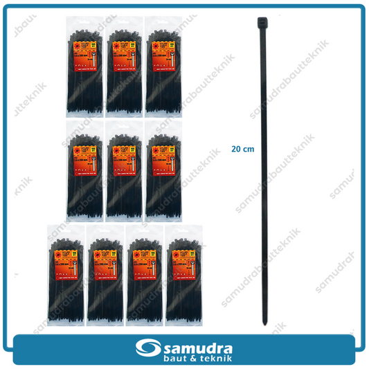 Paket 10 set JP Kabel Ties 3.6 x 200 mm Hitam