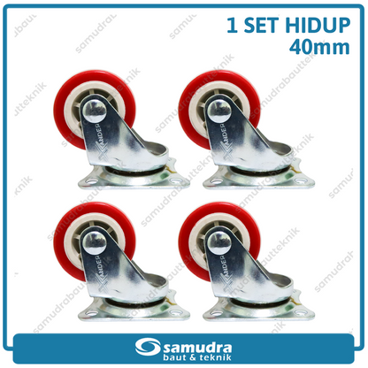 XANDER 4 pcs Roda Troli Hidup 40 mm PVC Caster Lemari Etalase Trolley