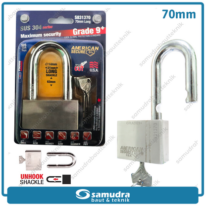 AMERICANSECURE Gembok 70 mm Long / Gembok Leher Panjang
