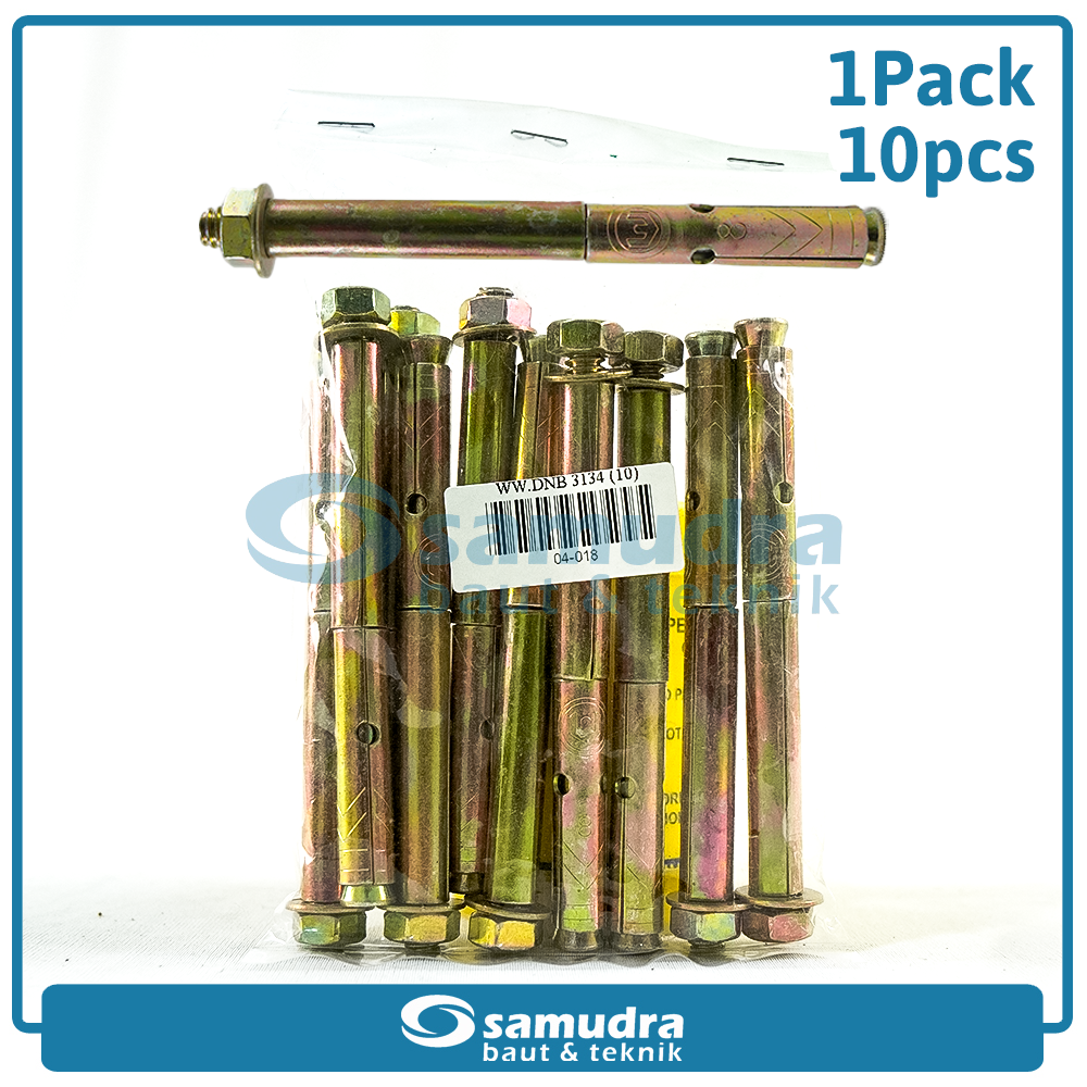 WOWO 3134 10 Pcs Dinabolt 8 X 85 Baut Beton Tembok Dynabolt M8 Skrup