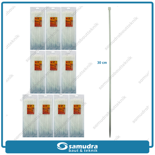 Paket 10 set JP Kabel Ties 3.6 x 300 mm Putih