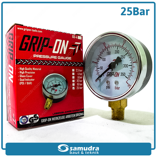 GRIPON 60-425 Alat Ukur Tekanan Angin Lonceng 25 bar