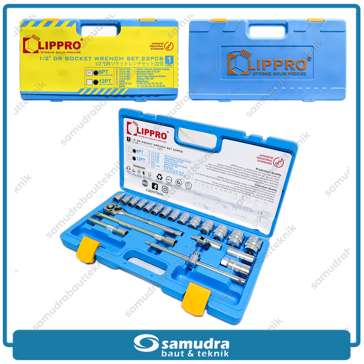 LIPPRO 3321MB Kunci Sok Set 22 pcs 6PT 8-32 mm Box Plastik