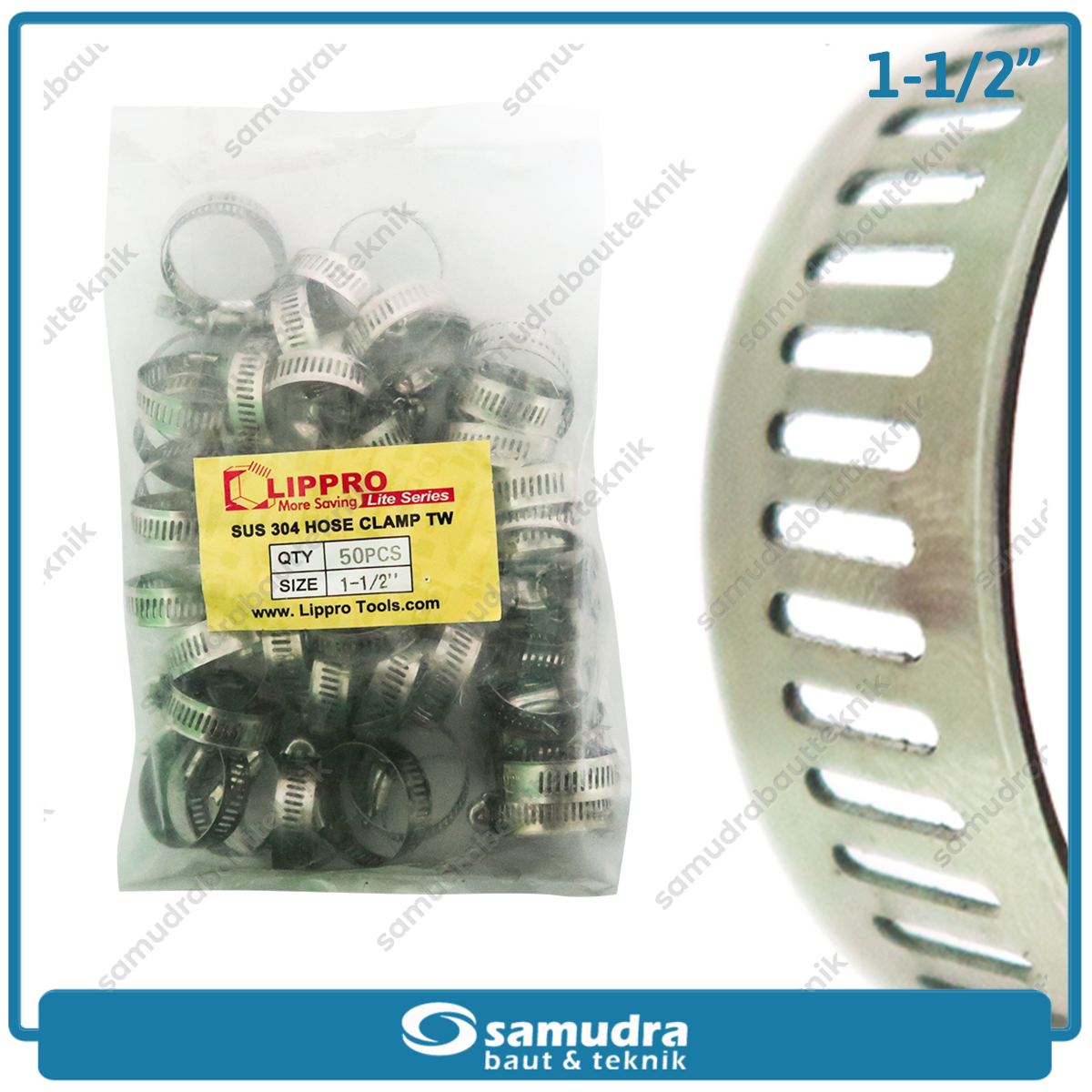 Klem Selang LIPPRO 1-1/2" Inch Ss Hose Clamp Taiwan - Isi 50 Pcs