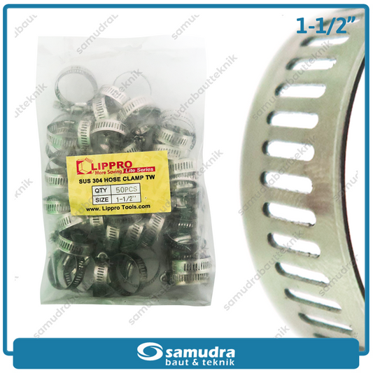 Klem Selang LIPPRO 1-1/2" Inch Ss Hose Clamp Taiwan - Isi 50 Pcs
