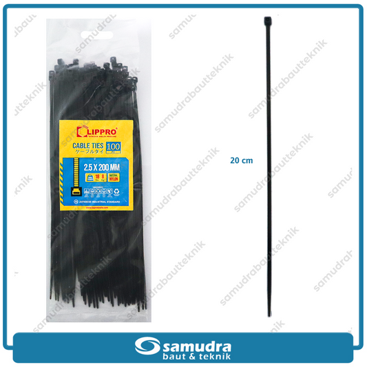 LIPPRO Kabel Ties 2.5x200 mm Hitam
